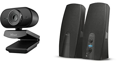 Trust 24438 Tolar Full HD 1080p Webcam - Black & Almo 2.0 PC Speaker Set, 10 W Peak Power, USB Powered Sound System - Black [Amazon Exclusive]