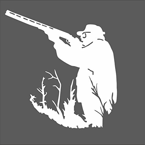 AMA SHOP Aufkleber Jäger mit Gewehr weiß | Leidenschaft für Jagd | Autoaufkleber | Sticker für Helm, Motorrad, Wohnmobil, PVC-Aufkleber für Fensterbilder