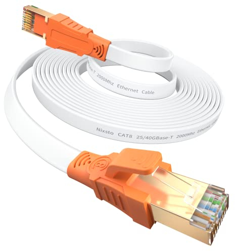 Cable Ethernet 1.5m/3m/5m/10m/15m/20m- Cat 8 Cable de Red Alta Velocidad 40 Gbps 2000MHz Cable LAN con Conectores RJ45 para Routers, Módems, Consolas, TV Box, más Rápido que el CAT5e,CAT6,CAT7,Plano