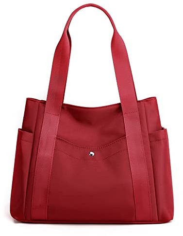 JIANLINST Damen Handtasche Shopper Multi-Pocket Tote Handtasche Henkeltasche Lässige Schultertasche Burgund
