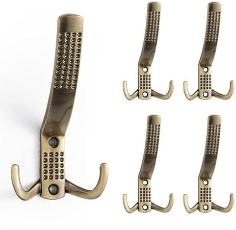SARIHOSY Antique Brass Coat Hooks - Wall Mounted Clothes Hooks, Brushed Antique Brass Towel Hooks, Gold Coat Pegs