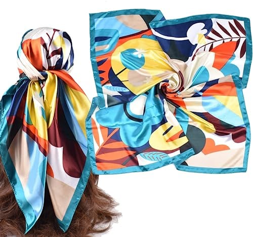 Seidentuch Damen Satin Tuch für Haare Satin Kopftuch Bandana Groß Tuch Kopf Damen Sommer Silk Head Scarf for Sleeping(90 * 90cm)