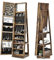 GOPLUS Armoire à Bijoux avec Miroir Plein Longueur, Armoire à Bijoux Pivotante sur Pied avec 3 Étagères de Rangement, Serrure, 3 en 1 Organisateur de Bijoux pour Maquillage, Habillage, Marron