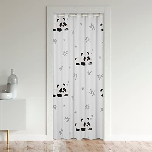 Panda Rideau de Porte 86x203cm Enfants Cute Animaux Rideau Occultant Rideaux pour Cute Animaux Décoration Rideaux Interieur Salon Chambre Noir Blanc