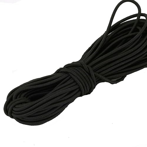Yurosiay Gummikordel 10m×2.5mm Elastische Kordel Bunt Gummiband Rund Elastisch Schnur Gummischnur zum Nähen Elastischer Faden für Kleidung Haushalt Basteln Schaukeln Schnürsenkel Schwarz