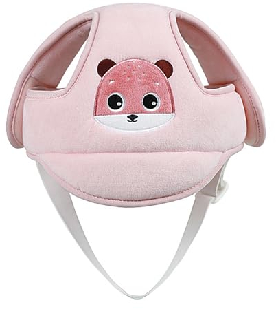 Baby Helm Schutzhelm Säugling Kleinkind Kinder Anti-Kollision Kopfschutzkappe Schutzhut Baumwolle Hut Kopfschutzmütze Verstellbarer Kopfschutz (Kaninchen, rosa)