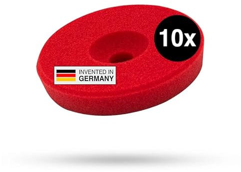 Liquid Elements – Centriforce V2 Polierpads 125mm – Polierschwamm mit speziell entwickelter Fräsung für optimierte Ergebnisse – Auto Polieraufsatz für Poliermaschinen (Rot | Heavy Cut | 10 Stück)