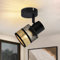 Glitzerlife Deckenstrahler 1 Flammig Schwarz Deckenleuchte - Deckenlampe Flur Metall Vintage mit Gold Stoffschirm Deckenspot E27 LED Max.40W 330°schwenkbar für Wohnzimmer Schlafzimmer Küche