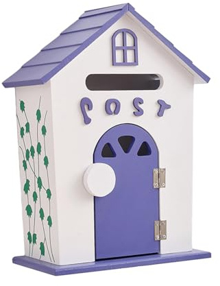 perfk Holz-Briefkasten, Kindergarten-Briefkasten, Bauernhaus-Briefkasten, Mehrzweck-Briefkasten für den Außenbereich, lila