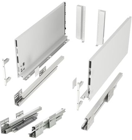 SOTECH Schubladensystem JUNKER SLIM mit Push to Open weiß Höhe 199 mm | Tiefe 450 mm bis 35 Kg belastbar Schublade mit 13 mm schlanken Schubladenzargen