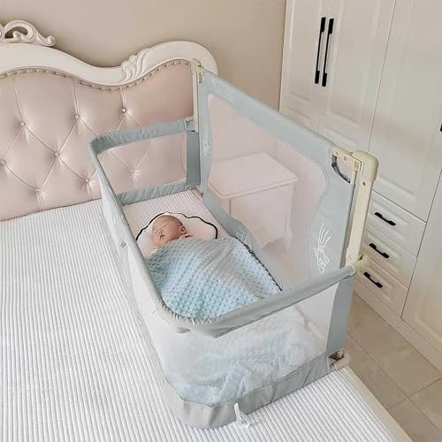 Next To Me 3-in-1-Babybett, Stubenwagen und faltbares Bett mit stabilem Rahmen aus Aluminiumlegierung, atmungsaktives Netzfenster, waschbarer Innenbezug, Co-Sleeper In-Bed Design – neben mir Krippe