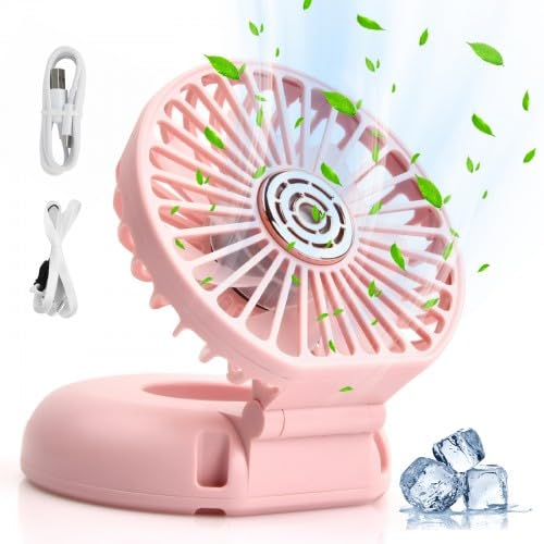 Mini Ventilatore Portatile Usb Pieghevole, Piccolo Ventilatore Tascabile Silenzioso 3 Velocità, Ventilatore da Tavolo Portatile Ricaricabile per Ufficio, Scuola, Domestico, Viaggi (Rosa)