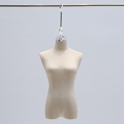 Schaufensterpuppe Schneiderpuppe Weiblich Geformte Weiße Form Mit Haken, Hängende Schaufensterpuppe Körper Leinen Stoffabdeckung Für Einzelhandel Boutique Shop Schneiderin, Dummy Torso Colthing Kleid