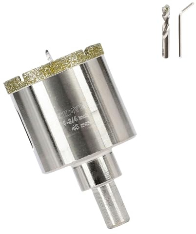 1-3/4 Inch 45mm Tile Hole Cutter Drill Bit Diamond Metal Hole Saw with Center Pilot Drill – Diamond-Coated for Marble, Granite, Ceramics, Porcelain Tiles, Glass