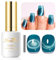 Imtiti Cat Eye Gel Nail Polish, 15ml Blue Green Crystal Glitter Cat Eye Gel Polish With Magnet Magnetic Gel Nail Polish Holographic Galaxy Sparkly Soak Off UV Led Manicure Nail Salon Kit