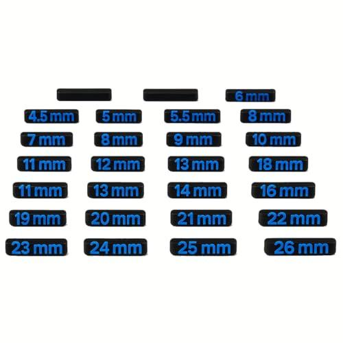 Toolbox Widget Metric Wrench Size Labels (4mm–26mm) – 27 Modular Inserts for Vertical Wrench Organizers