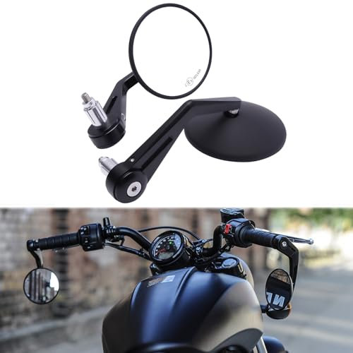 KEEPDSGN Motorrad Spiegel E9 Geprüfter, 7/8 22mm Aluminium Lenkerendenspiegel Motorrad Rückspiegel Universal Kompatibel mit Yamaha Kawasaki Suzuki Honda MT07 MT09 Z750 CB125R Z900 XSR700 Bobber