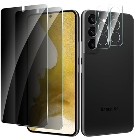 CYYAGE 2 Stück Sichtschutz Schutzfolie für Samsung Galaxy S22 und 2 Stück Kameraschutz, Anti-Spähen Displayschutz HD Blickschutzfolie Privacy Schutzglas Folie, 9H Härte, Kratzfest, Bläschenfrei