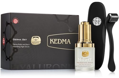 KEDMA - Dermaroller-Set mit Feuchtigkeitsspendendem Nachtserum - 1 Set | Dermaroller und Nachtserum unterstützen eine Pflegeroutine für glatter und frischer wirkende Haut.