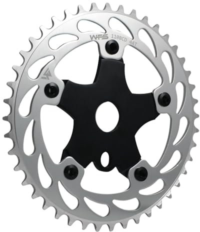 WFS Helix WFS3065-BO Kettenblatt mit Spinnen-Ritzel, 44T, 1/8 Zoll, 110 mm, BCD 5 Armloch, Old School BMX, Silber
