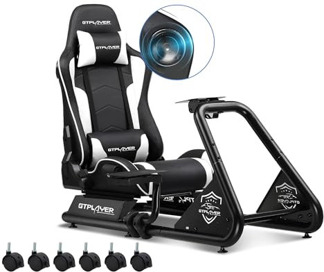 GTPLAYER Racing Simulator Cockpit with Seat, Sim Racing Cockpit Multi-function Adjustable Gaming Wheel Stand for G25 G27 G29 G920 G923 T300 PS5 PS4 Xbox, Without Wheel, Shifter & Pedals