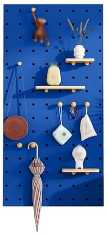 PFCDZDU Panneau Perforé Organiseur Mural Kit, Montage Mural Modulaire Suspension Étagère Ensemble, Affichage Étagère Rangement Panneau pour Bureau Salon Gym Ornements(Blue)