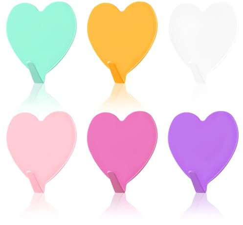 Dimeho 6 ganchos autoadhesivos de pared ganchos decorativos para colgar perchas de acero inoxidable coloridos ganchos adhesivos sin taladrar para toallas de baño, casa, llaves, cocina, oficina, aula
