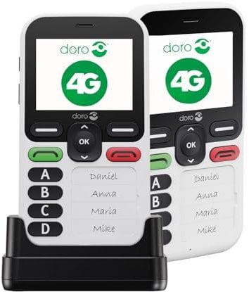 Doro - Leva X10 - Téléphone Portable Senior - Téléphone 4G Débloqué - 4 Numéros Pré-Enregistrés - Touche d'Assistance avec GPS - Minuterie de Sécurité - SMS Uniquement - Chargeur Inclus - Blanc