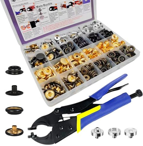 SUNAROC Druckknöpfe, 15 mm, Metall, für Kleidung, Leder, Bootsabdeckung, Stoff, 100 Sets