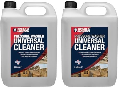 Spear & Jackson Pressure Washer Universal Cleaner, 2 x 5L, Mould and Algae Remover for Fences, Sheds, Decking