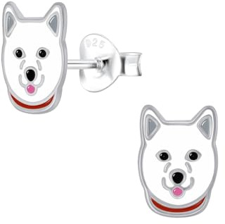 Monkimau Mädchen Ohrringe Hund | Ohrstecker aus 925 Sterling Silber | Kinderohrringe hypoallergen