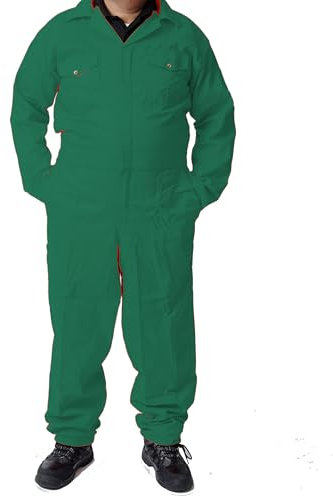 Roadmaster Men's Poly Cotton Coverall Overalls Painters Suit Decorators Mechanic Workwear Boiler Suit Cleaning Job Work Uniform with Two Chest Pockets, Forest Green, XX-Small