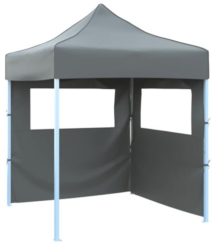 Gartenpavillon faltbar, Partyzelt, Gartenpavillon mit 2 Wänden, 2 x 2 m, Stahl, Anthrazit