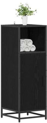 vidaXL Bathroom Cabinet Black oak 35 x 37.5 x 100 cm Engineered wood, Bathroom Storage, Industrial Cabinet, Ample Organizer, Modern Unit, Rectangular Utility Furniture, Wood Compartment