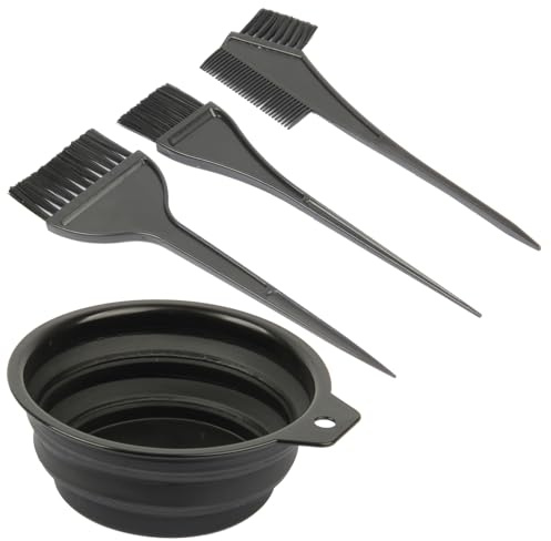 JFFX 4 Pcs Hair Dye Color Brush and Bowl Set, Includes Mixing Bowl, Tint Comb and Brushes, Professional Salon Highlighting Tools for Hair Dyeing