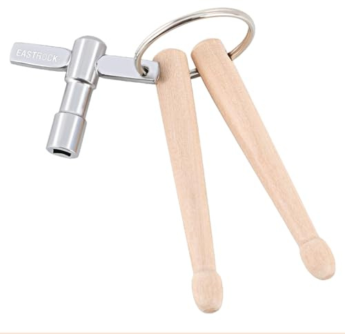 Auroriel Mini Drumsticks Schlüsselanhänger mit Trommelschlüssel, 3,5 Zoll Percussion Werkzeug für Rucksack, Tasche, Schlüsselbund, Schlagzeuger