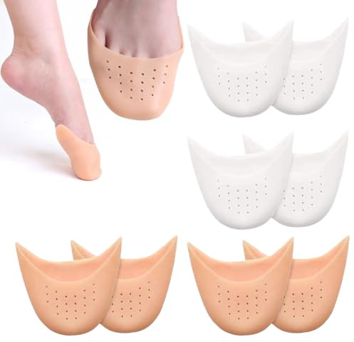 4 Paar Zehenpolster & Vorfußschoner für Ballett und High Heels, Silikon Zehenschutz für Spitzenschuhe und Plateau Schuhe, Weiche Gel Pads gegen Schmerzen und Reibung, Zehenkappen Silikon