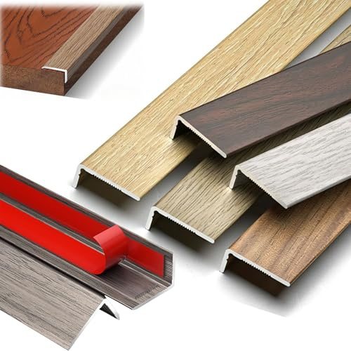 90cm Nez de Marche Aluminium, Autoadhésive Baguette de Protection d'Angle en L, Protection et Décoration des Bords pour Sol, Carrelage, Mur, Escalier(Maca Brown,W15mm*8mm)