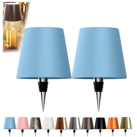 JORCEDI Wireless Bottle Lamp - Rechargeable Bottle Lights USB Rechargeable Bottle Lamp Kit, LED Bottle Lamp Wine Bottle Lamp Touch Dimmable Lamp for Bottle (2pcs Blue,3 Color)