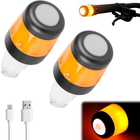 Hojalis LED Lenkerleuchte, 17,2–22 Mm Lenker LED Blinker E Scooter Nachrüsten Set, Wiederaufladbare LED-Lenkerblinker, 3 Modi,LED Handlebar Ligh Für Kukirin G2/G2 Max/G3/G3 Pro/G4/G4 Max Elektroroller