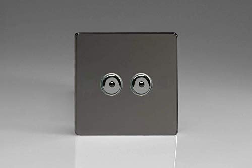 Varilight V-Pro IR 2-Gang 1-Way Remote/Touch Control Master LED Dimmer Light Switch 2 x 0-100W (Max 10 LEDs) Iridium IJDII102S