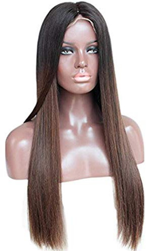 ZanaWigs peluca de pelo humano sin pegamento, red frontal, sedosa, lisa con dos tonos, color degradado, pelucas brasileñas para mujeres negras