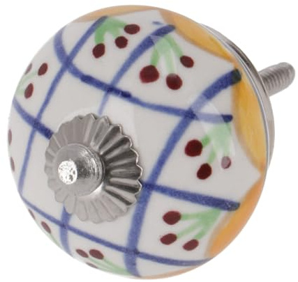 Keramik Möbelknopf, Möbelgriff, Schranktürknöpfe, 3,5 cm, Modell 11 | Handbemalt, Gewinde M5, 4 cm lang, ideal für Schubladen und Schränke, dekorativ und funktional
