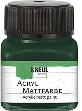 KREUL 75270 - Acryl Mattfarbe, tannengrün im 20 ml Glas, cremig deckende, schnelltrocknende Farbe auf Wasserbasis, für viele verschiedene Untergründe geeignet