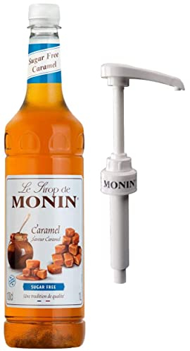 Monin Caramel Syrup Sugar Free 1Ltr and Pump