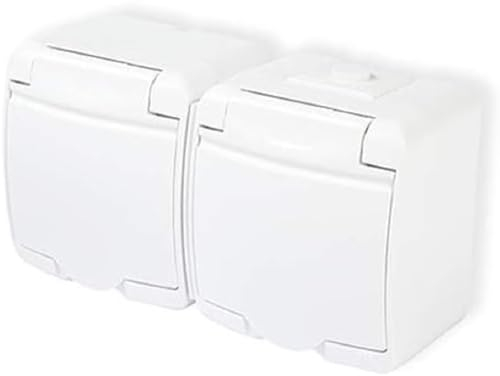 Montage En Saillie Blanc Interrupteur double prise IP44 Luminaire Schuko