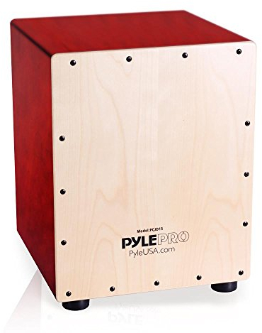 Pyle Cajon Instrument für Kinder & Erwachsene, Sitztrommel Instrumente handgemacht aus Holz (Birke), mit Snare, Trommel für Einsteiger & Profi, Schlagwerk mit abgerundeten Kanten, Rot