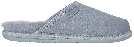 Vanuba Handgemacht Lammfell Slippers mit Warme Fell - Hausschuhe für Herren Winter Kuschel Pantoffeln Herren Hüttenschuhe 42 Grau
