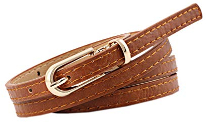 NUREINSS Damen Gürtel Kunstleder Gürtel für Jeans Kleid 1cm-Breite Kamel