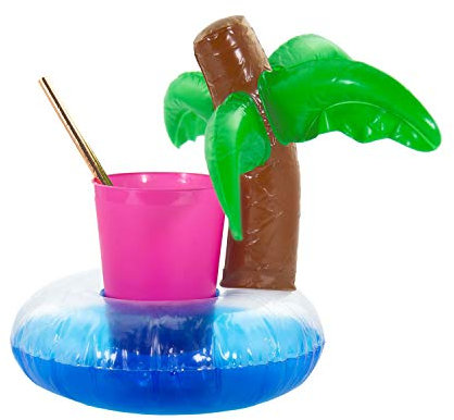 Oblique Unique® Aufblasbarer Getränkehalter Trinkhalter Flamingo Einhorn Donut Fußball Palme - wählbar - Cup Holder Mini Pool Spielzeug (Palme)